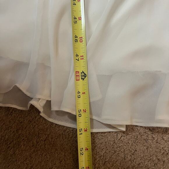 Vtg 90s Womens Maxi Dress 14 Ivory Ruched Broach Wedding Romantic Ethereal Angel - Picture 10 of 12